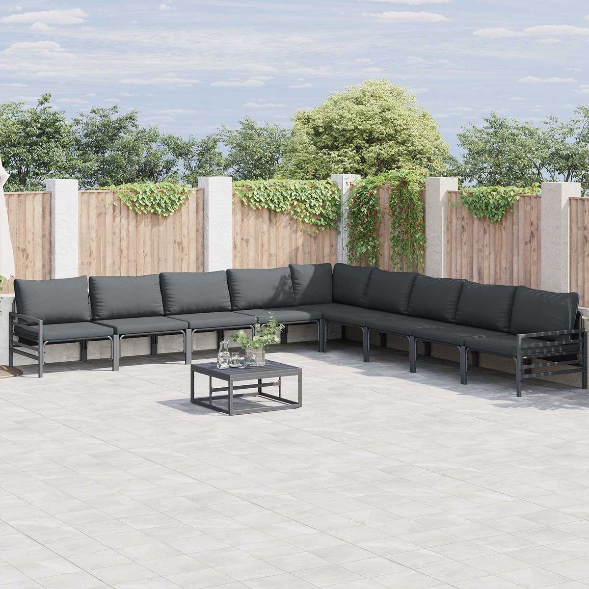 vidaXL Tuin Sofa Set 9 pcs Antraciet Staal