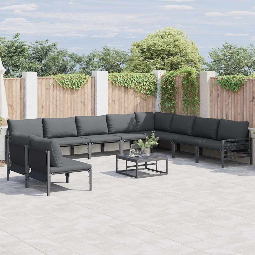 vidaXL Tuin Sofa Set 10 pcs Antraciet Staal