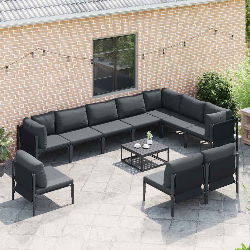 vidaXL Tuin Sofa Set 10 pcs Antraciet Staal