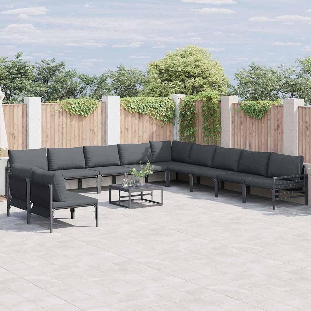 vidaXL Tuin Sofa Set 11 pcs Antraciet Staal