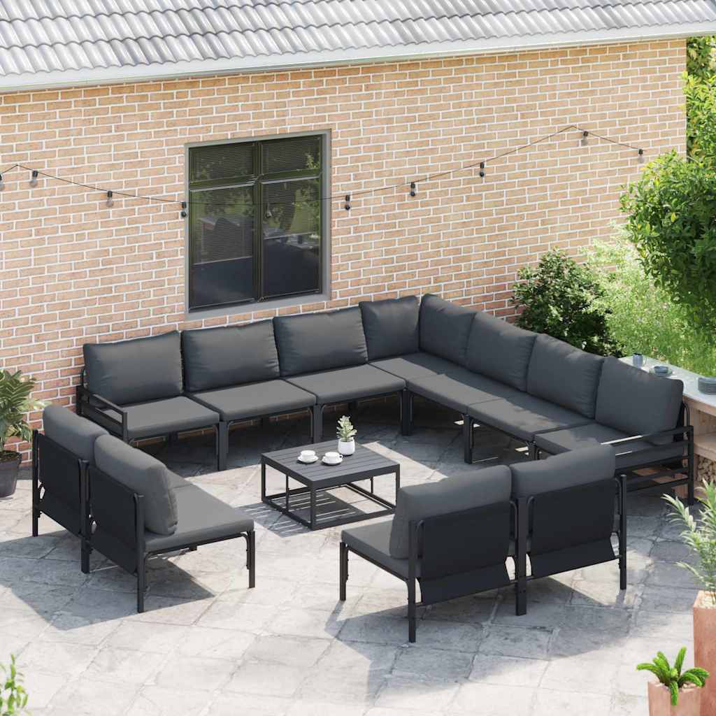 vidaXL Tuin Sofa Set 11 pcs Antraciet Staal