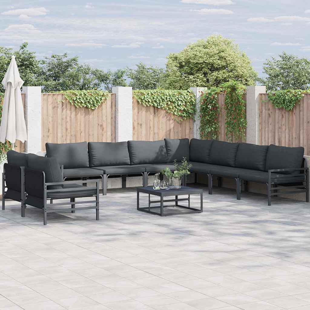 vidaXL Tuin Sofa Set 9 pcs Antraciet Staal