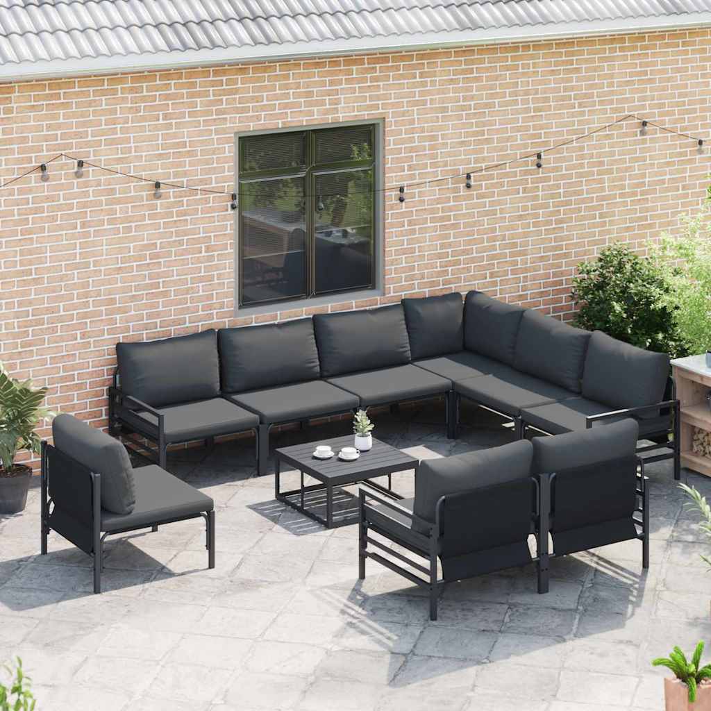 vidaXL Tuin Sofa Set 9 pcs Antraciet Staal