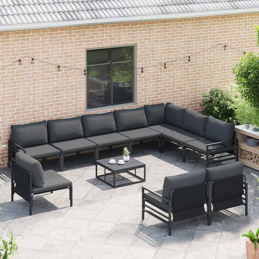 vidaXL Tuin Sofa Set 10 pcs Antraciet Staal