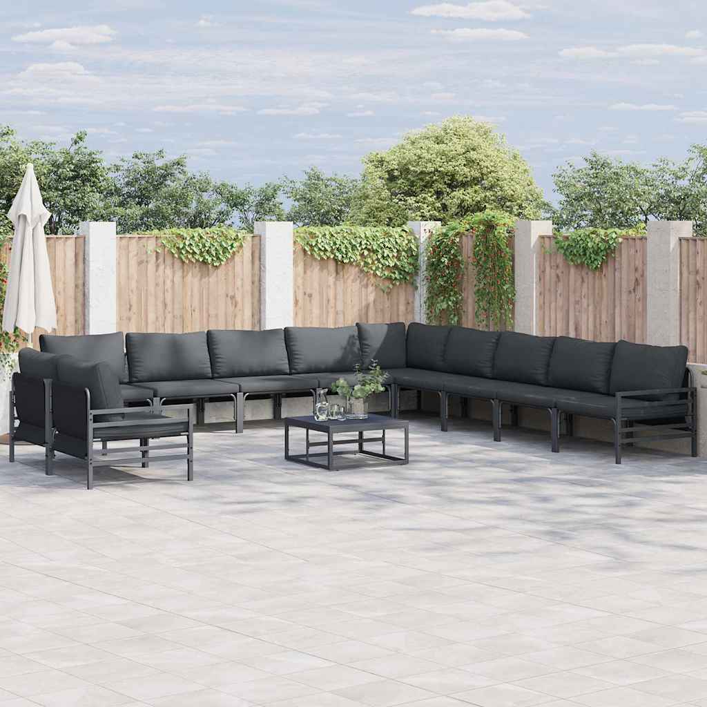 vidaXL Tuin Sofa Set 11 pcs Antraciet Staal