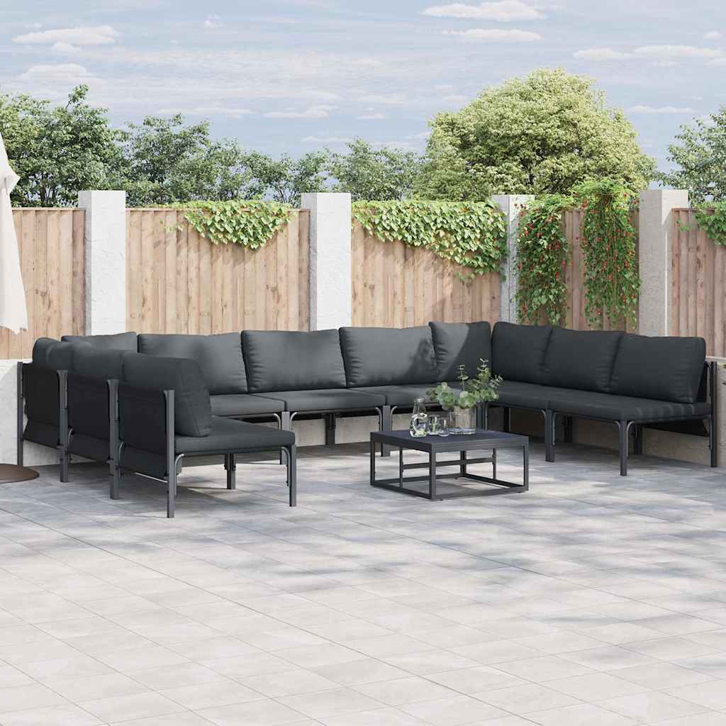 vidaXL Tuin Sofa Set 9 pcs Antraciet Staal