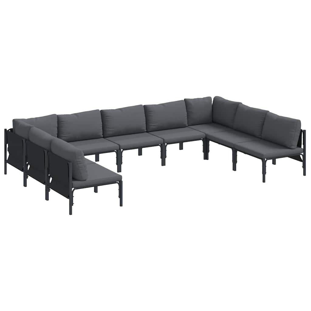vidaXL Tuin Sofa Set 9 pcs Antraciet Staal