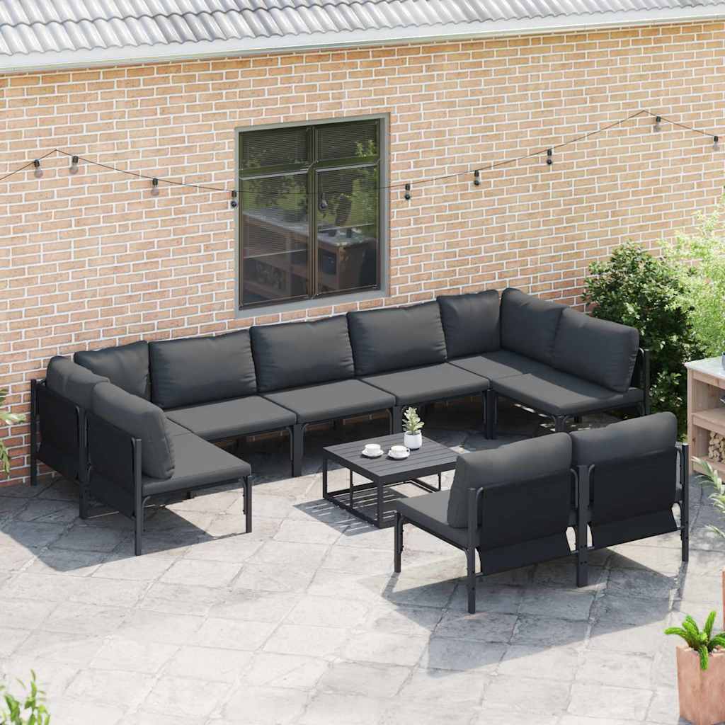 vidaXL Tuin Sofa Set 9 pcs Antraciet Staal