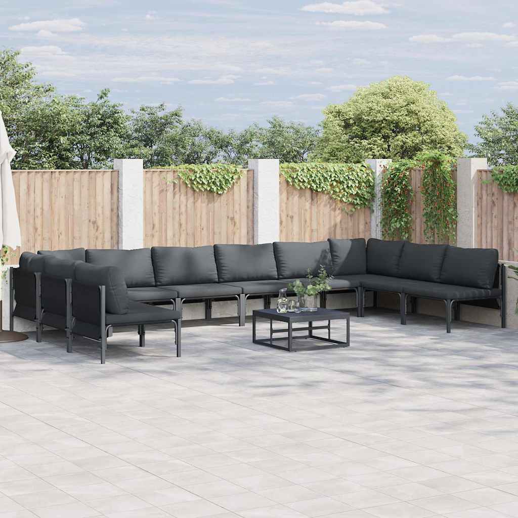 vidaXL Tuin Sofa Set 10 pcs Antraciet Staal