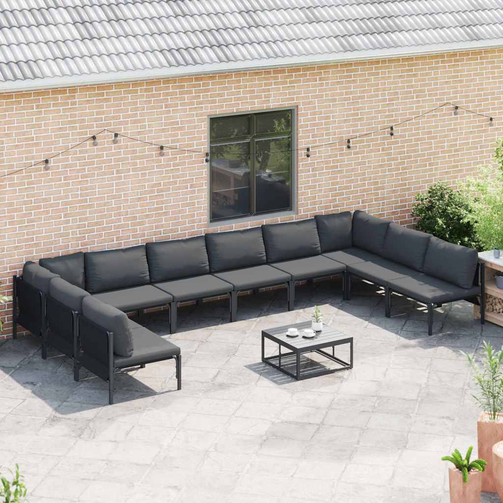 vidaXL Tuin Sofa Set 10 pcs Antraciet Staal