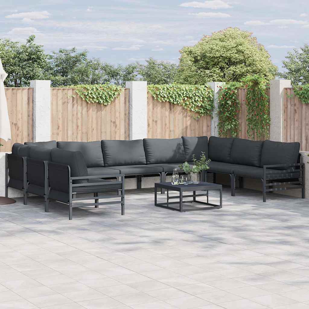 vidaXL Tuin Sofa Set 9 pcs Antraciet Staal