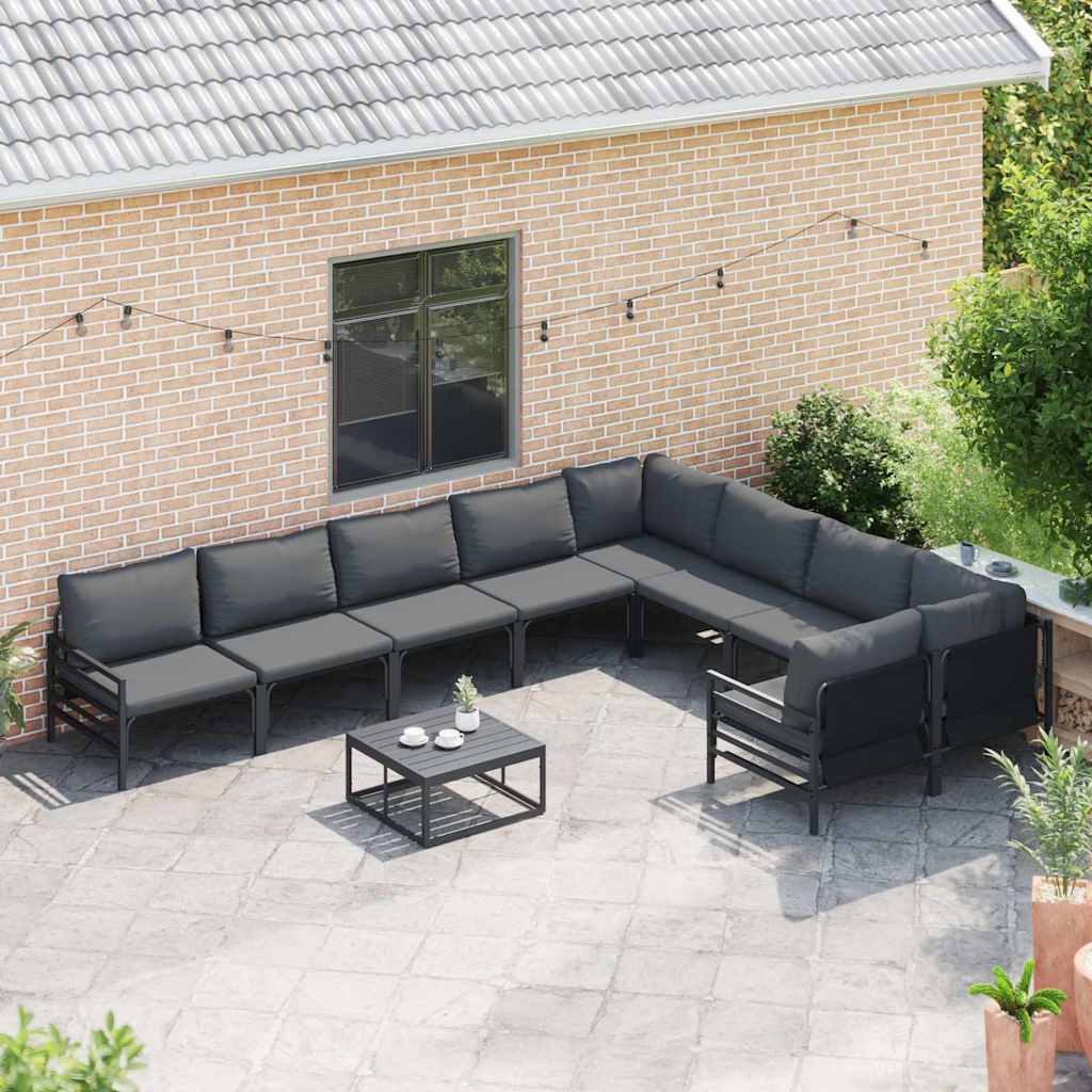 vidaXL Tuin Sofa Set 9 pcs Antraciet Staal