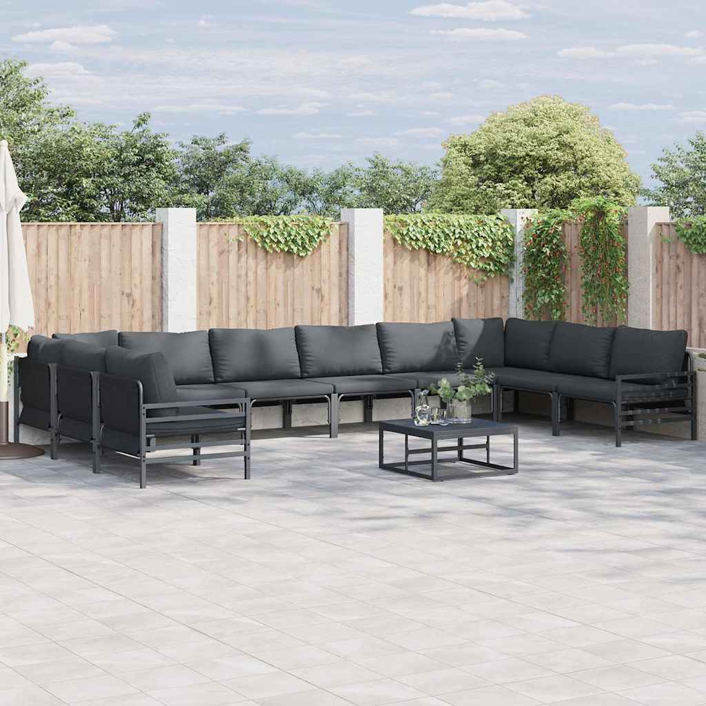 vidaXL Tuin Sofa Set 10 pcs Antraciet Staal