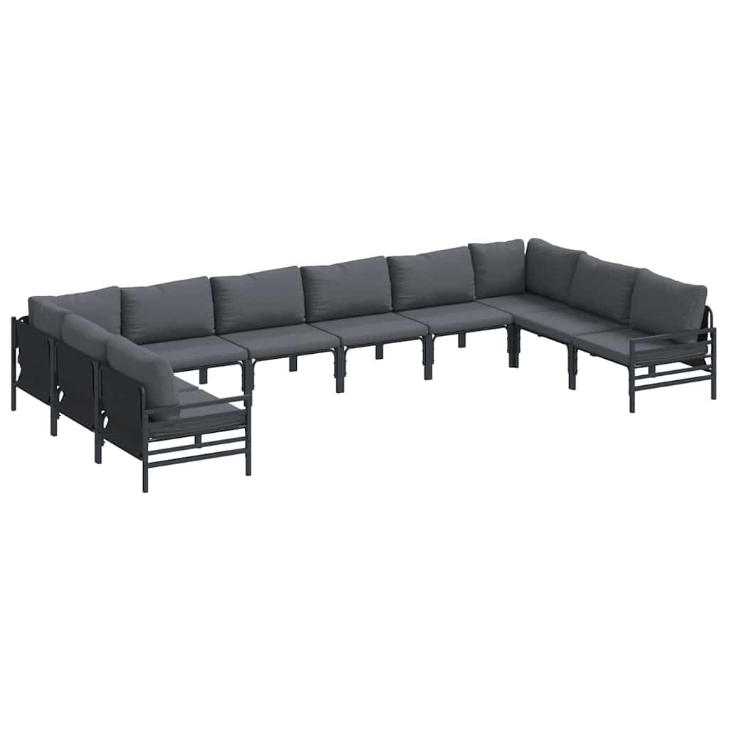 vidaXL Tuin Sofa Set 10 pcs Antraciet Staal