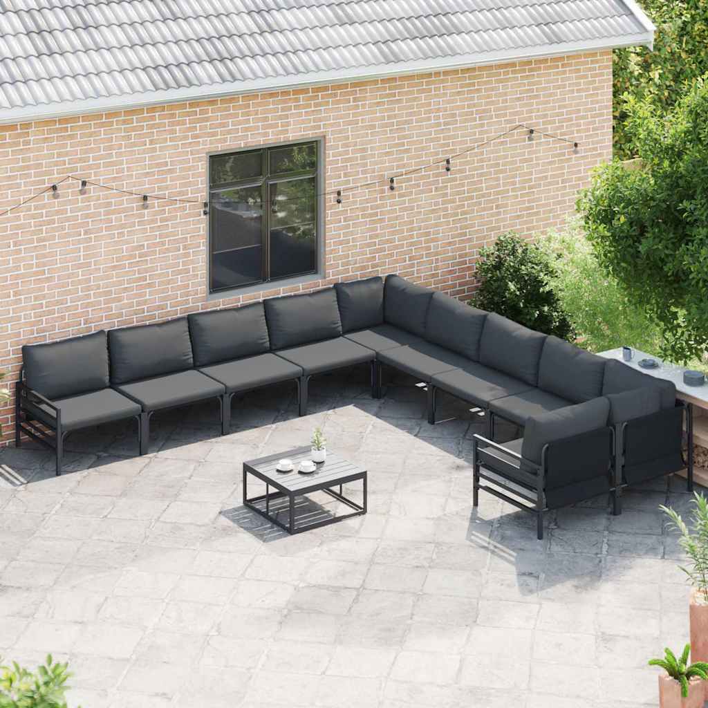 vidaXL Tuin Sofa Set 10 pcs Antraciet Staal