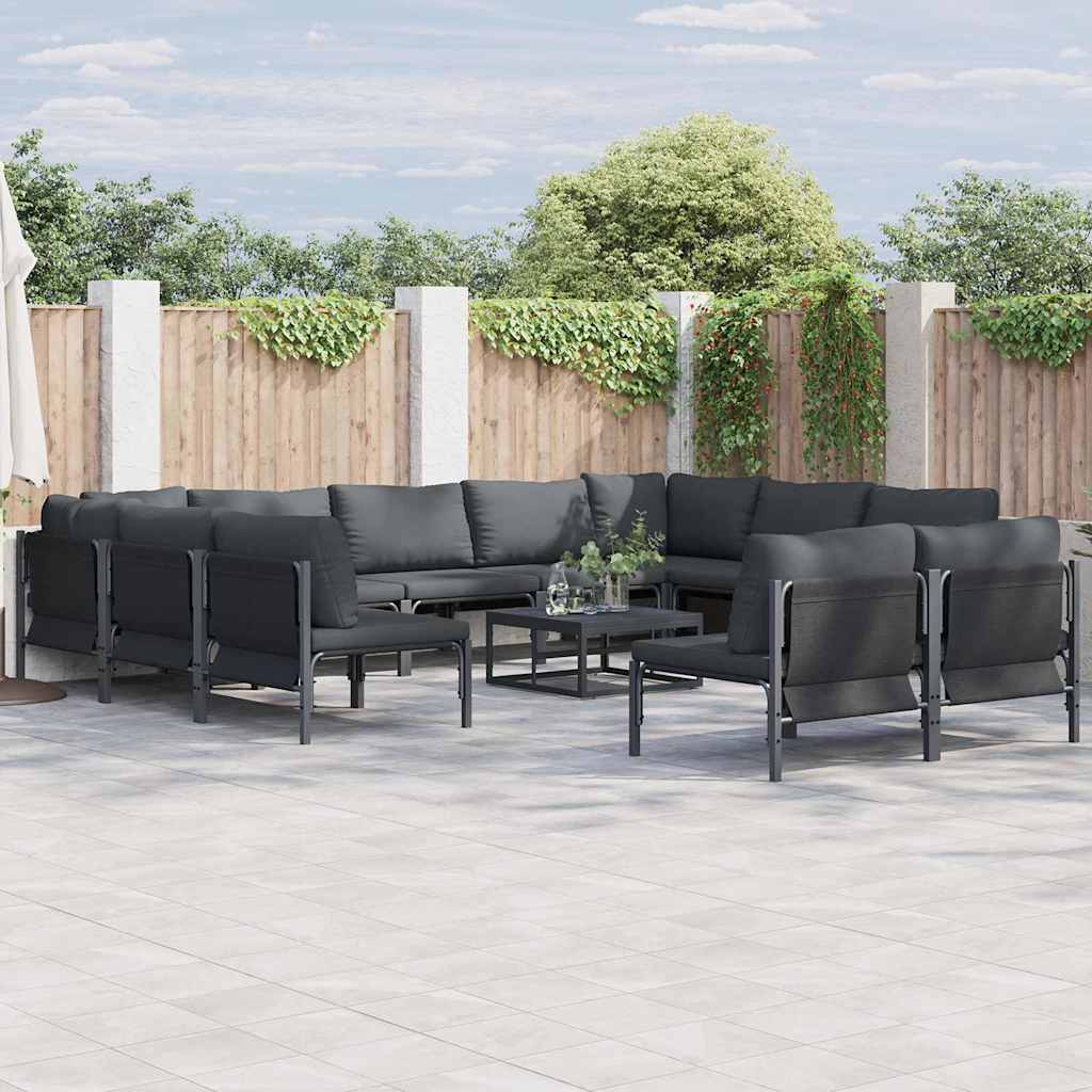vidaXL Tuin Sofa Set 11 pcs Antraciet Staal