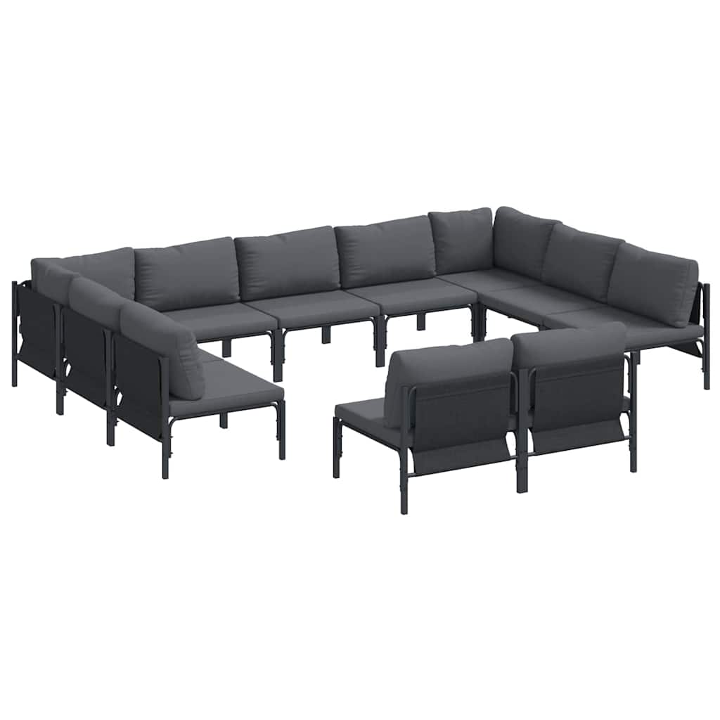 vidaXL Tuin Sofa Set 11 pcs Antraciet Staal