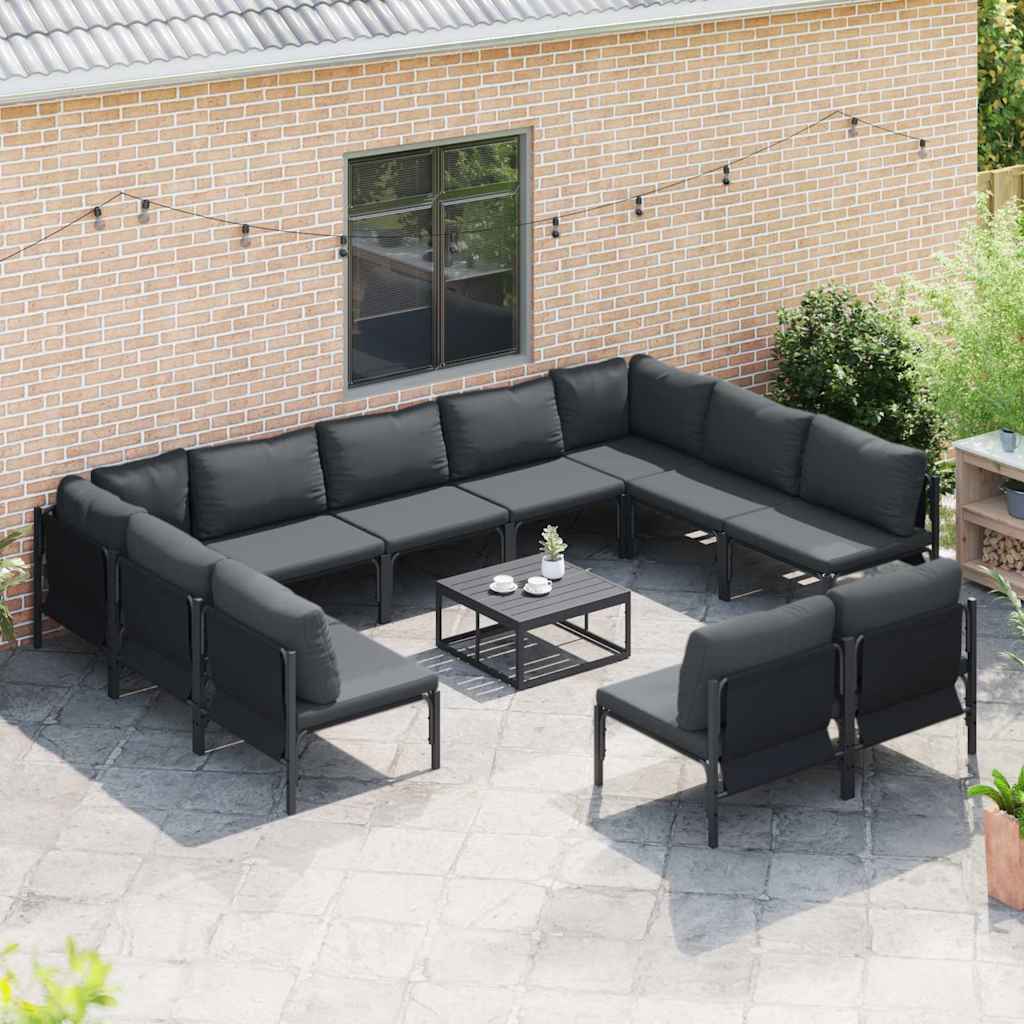 vidaXL Tuin Sofa Set 11 pcs Antraciet Staal