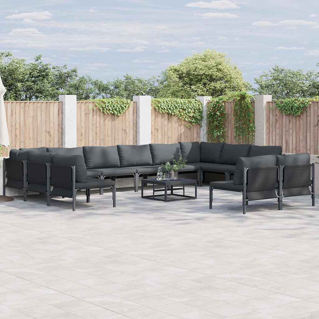 vidaXL Tuin Sofa Set 12 pcs Antraciet Staal