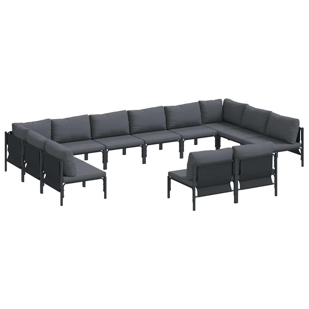 vidaXL Tuin Sofa Set 12 pcs Antraciet Staal