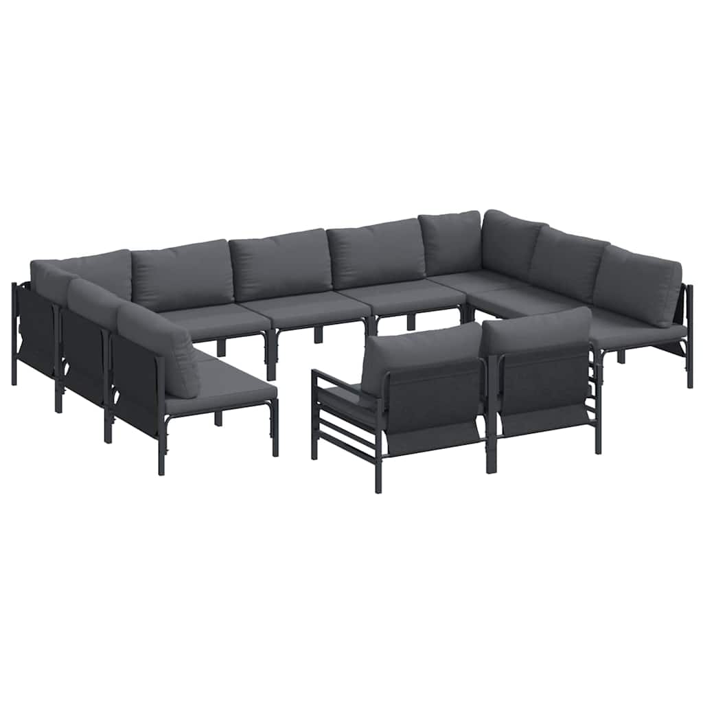 vidaXL Tuin Sofa Set 11 pcs Antraciet Staal