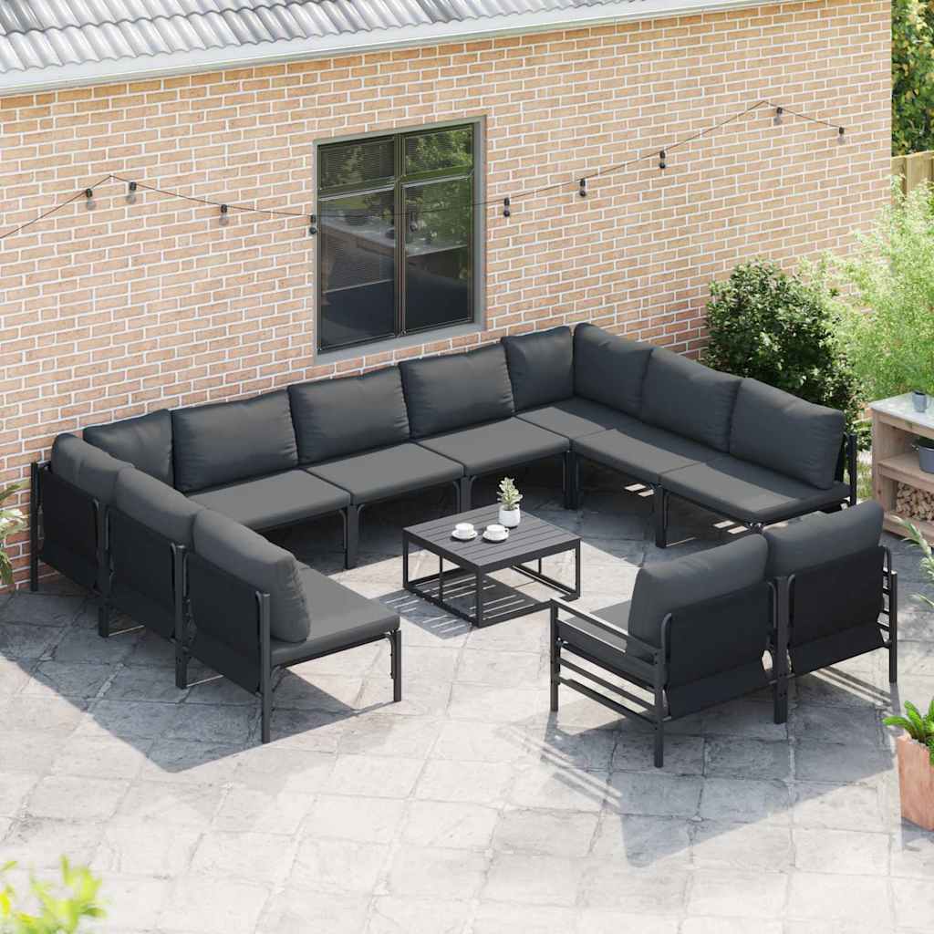 vidaXL Tuin Sofa Set 11 pcs Antraciet Staal