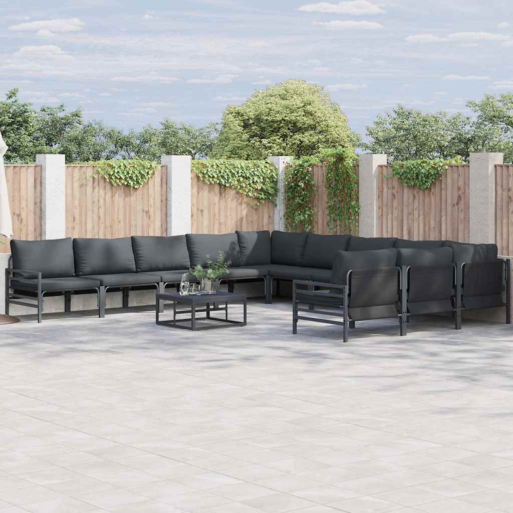 vidaXL Tuin Sofa Set 11 pcs Antraciet Staal