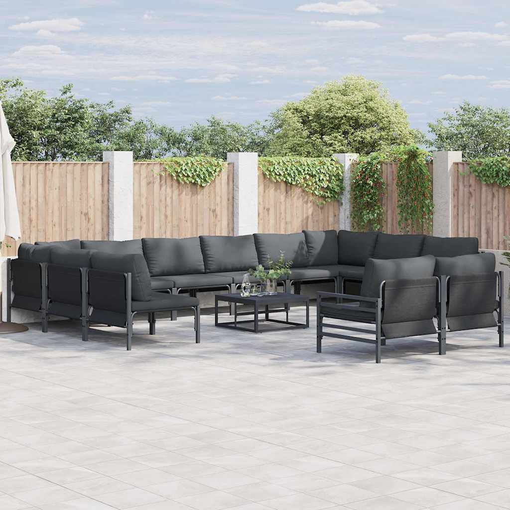 vidaXL Tuin Sofa Set 12 pcs Antraciet Staal