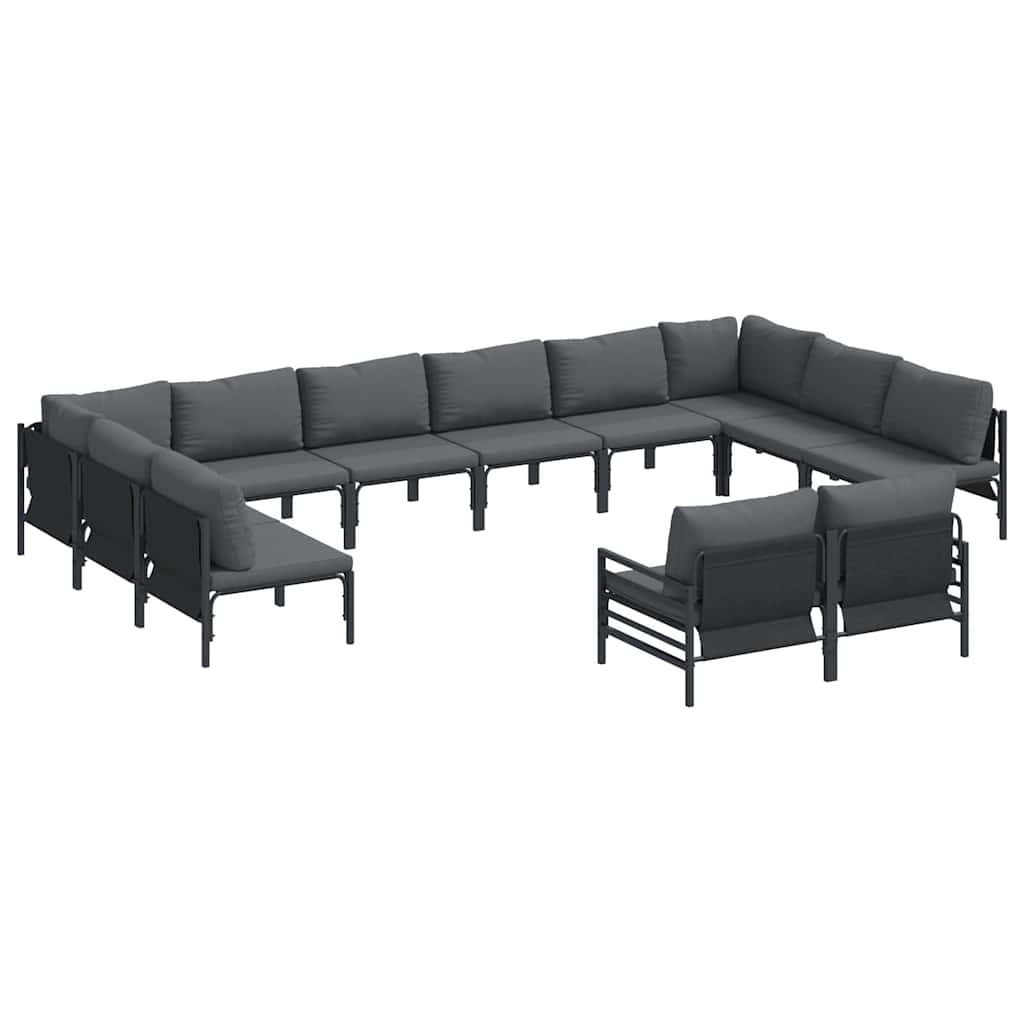 vidaXL Tuin Sofa Set 12 pcs Antraciet Staal