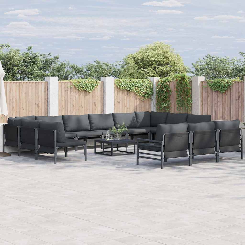 vidaXL Tuin Sofa Set 13 pcs Antraciet Staal