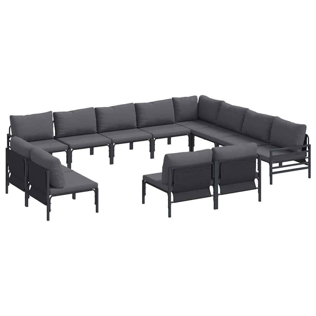 vidaXL Tuin Sofa Set 12 pcs Antraciet Staal