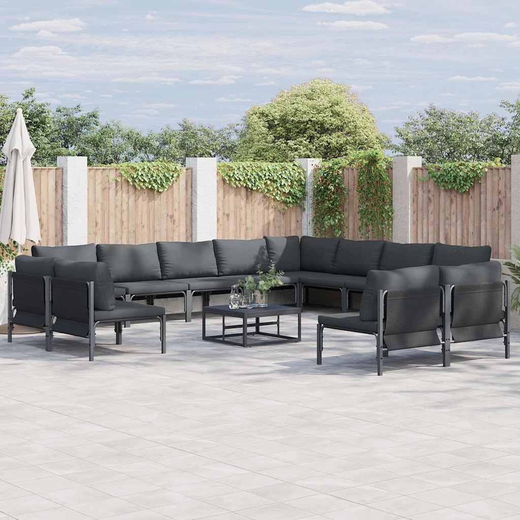 vidaXL Tuin Sofa Set 12 pcs Antraciet Staal