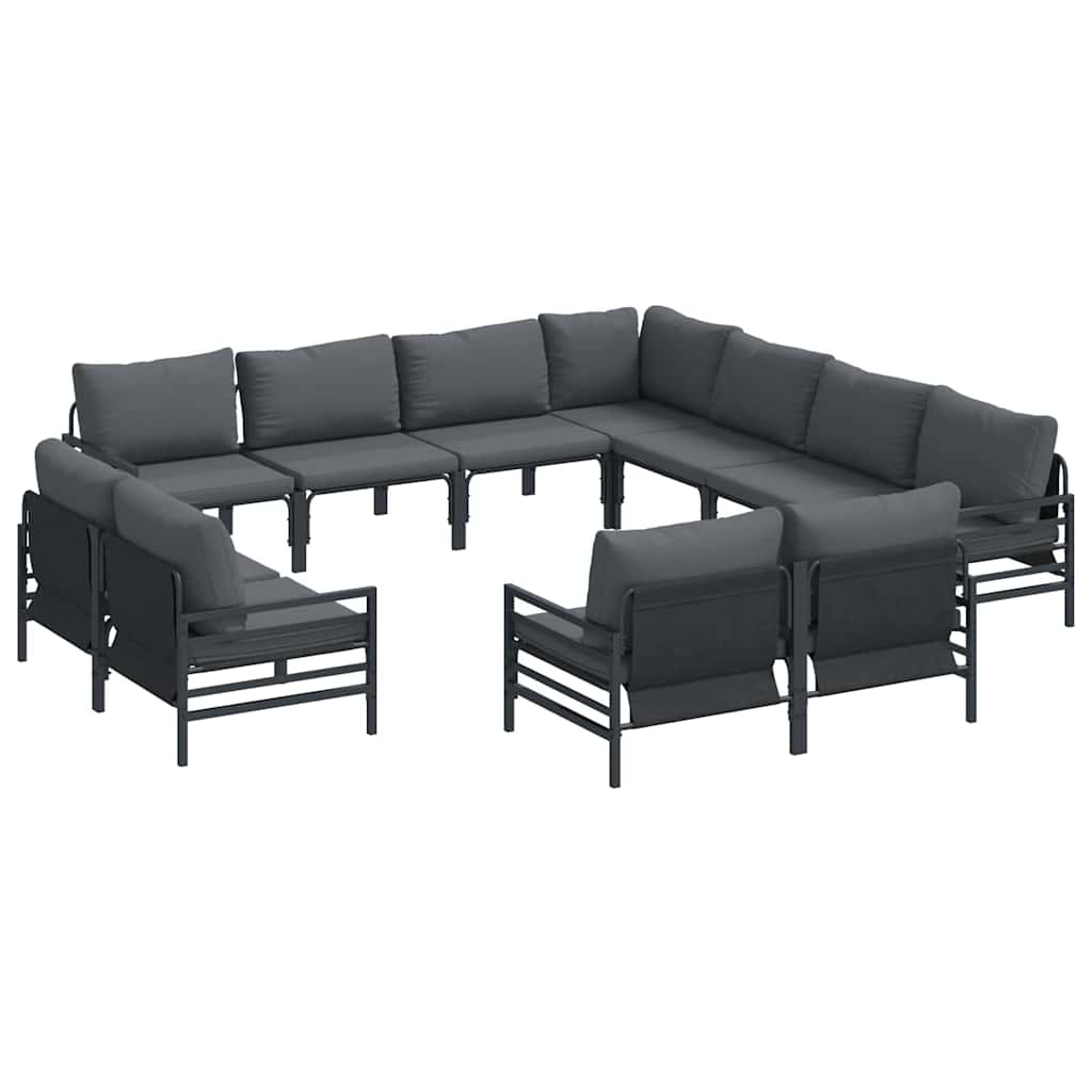 vidaXL Tuin Sofa Set 11 pcs Antraciet Staal