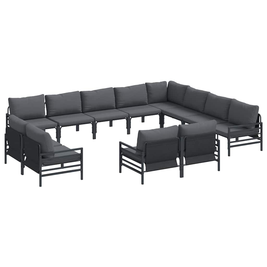 vidaXL Tuin Sofa Set 12 pcs Antraciet Staal
