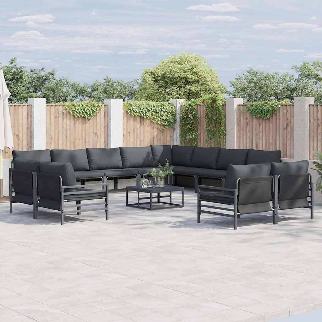 vidaXL Tuin Sofa Set 12 pcs Antraciet Staal