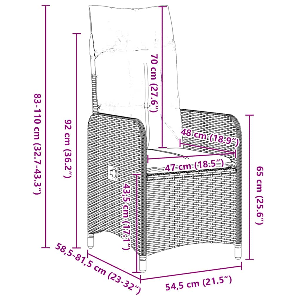 vidaXL Tuin Eetset 3 pcs Grijs poly rattan