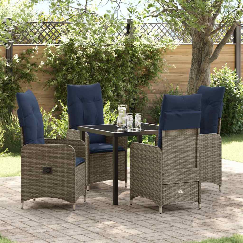 vidaXL Tuin Eetset 3 pcs Grijs poly rattan