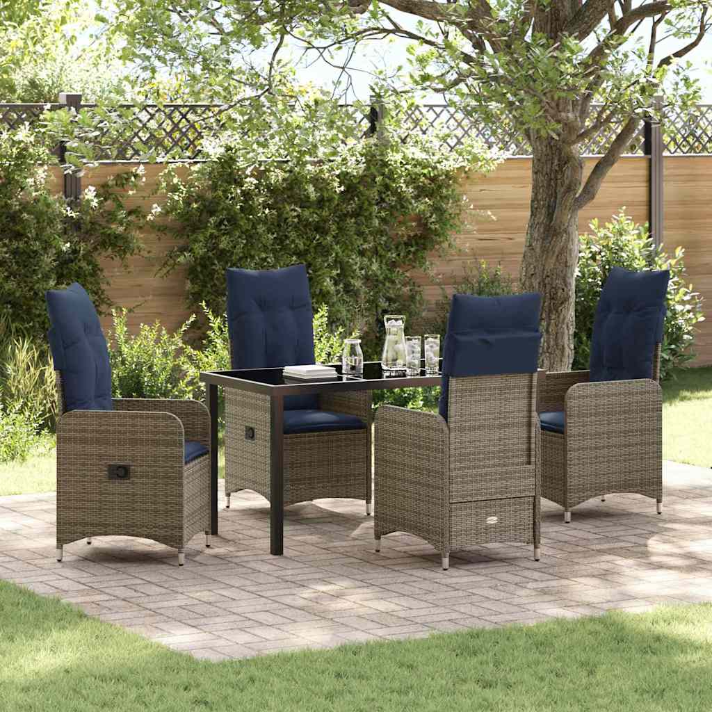 vidaXL Tuin Eetset 3 pcs Grijs poly rattan