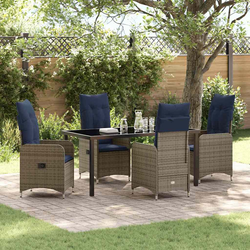 vidaXL Tuin Eetset 3 pcs Grijs poly rattan