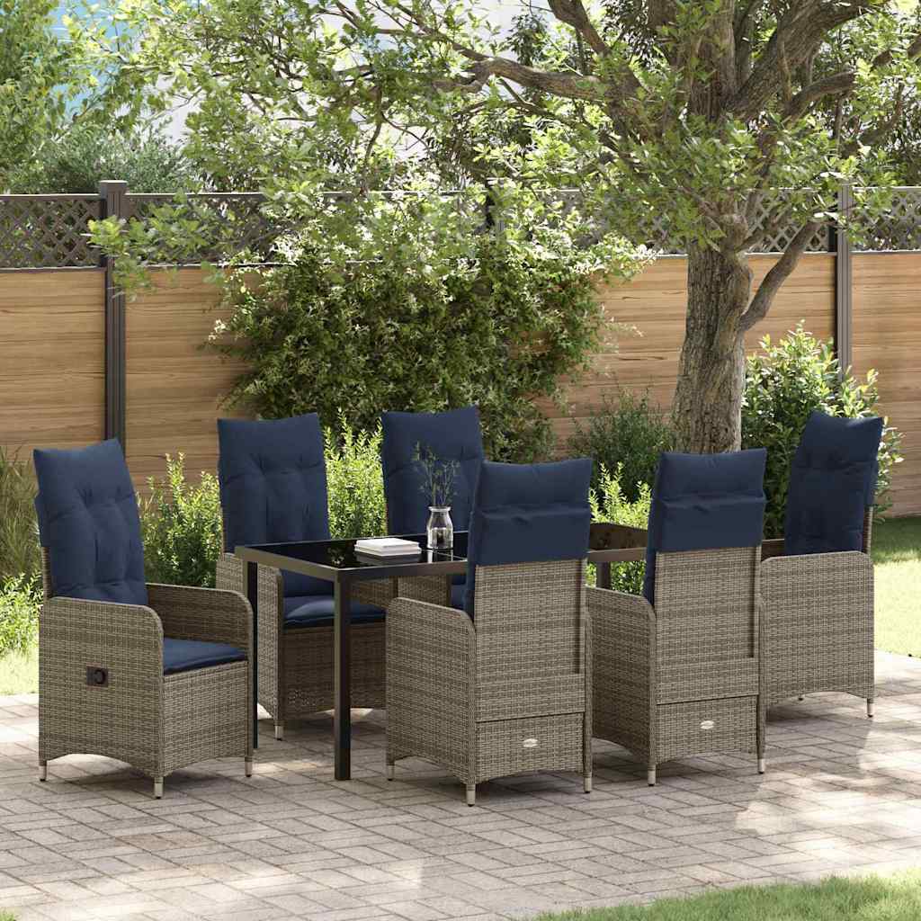 vidaXL Tuin Eetset 3 pcs Grijs poly rattan