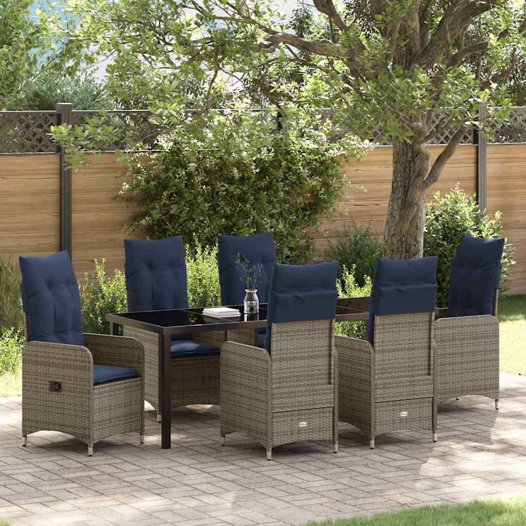 vidaXL Tuin Eetset 3 pcs Grijs poly rattan