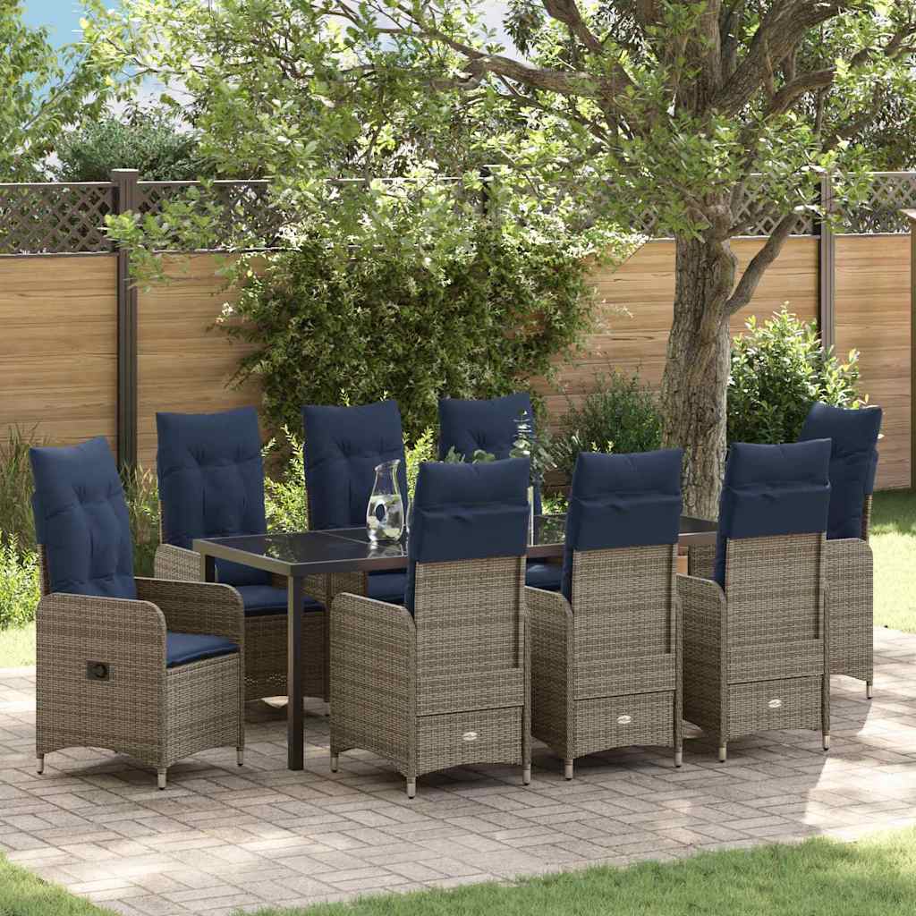 vidaXL Tuin Eetset 3 pcs Grijs poly rattan