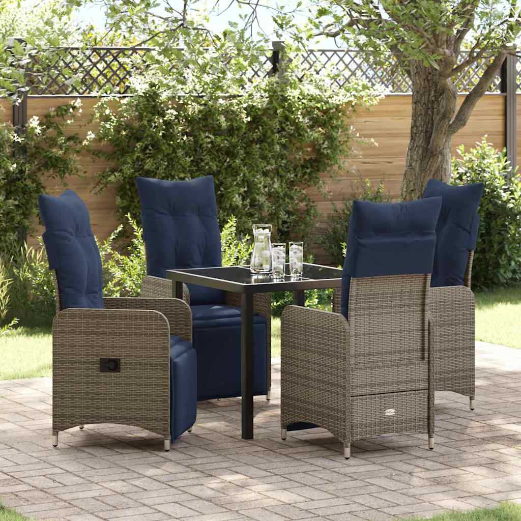 vidaXL Tuin Eetset 3 pcs Grijs poly rattan