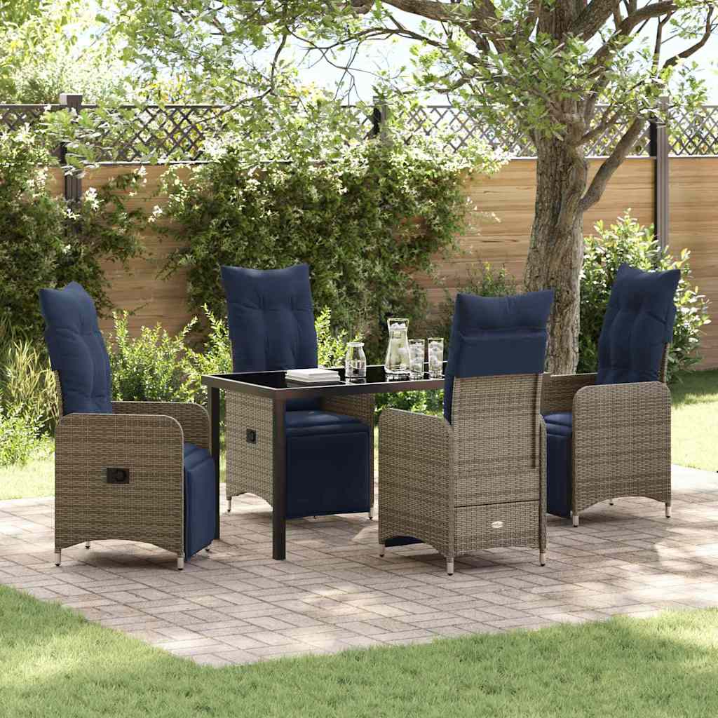vidaXL Tuin Eetset 3 pcs Grijs poly rattan