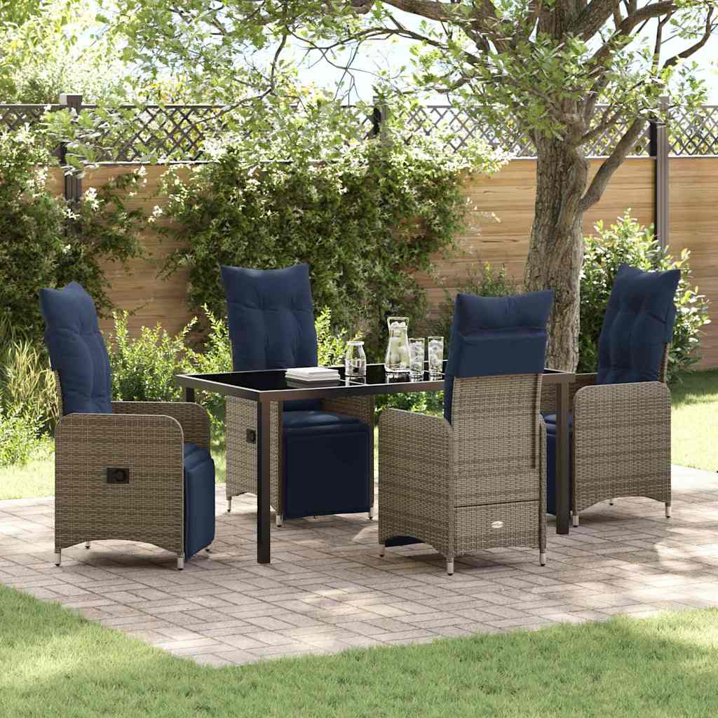 vidaXL Tuin Eetset 3 pcs Grijs poly rattan