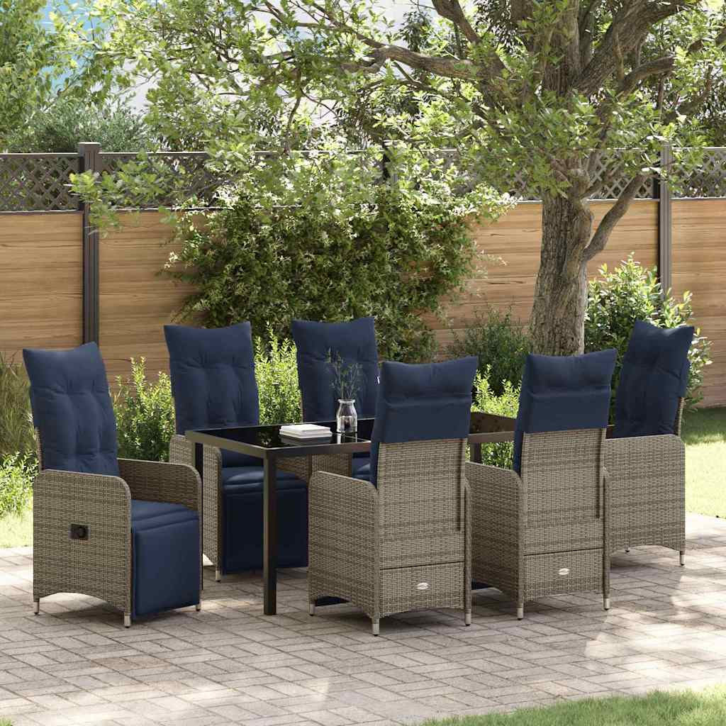 vidaXL Tuin Eetset 3 pcs Grijs poly rattan