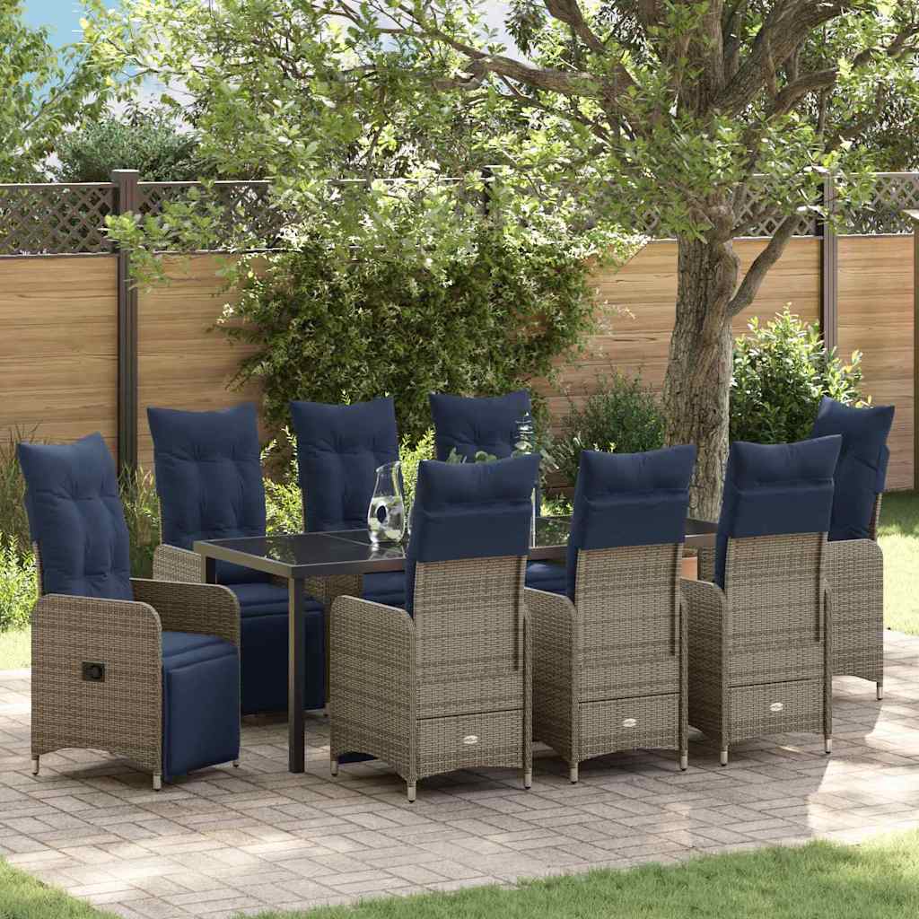 vidaXL Tuin Eetset 3 pcs Grijs poly rattan