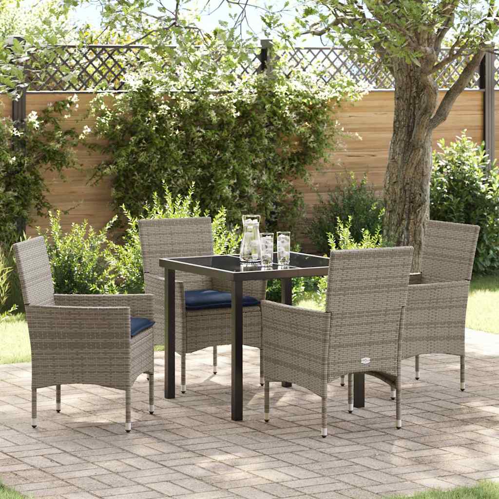 vidaXL Tafel en stoelen set met kussen 3 pcs Bruin PE Rattan