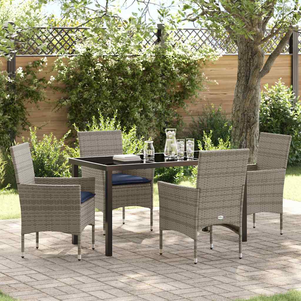 vidaXL Tafel en stoelen set met kussen 3 pcs Bruin PE Rattan