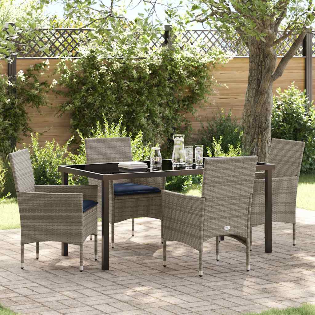 vidaXL Tafel en stoelen set met kussen 3 pcs Bruin PE Rattan